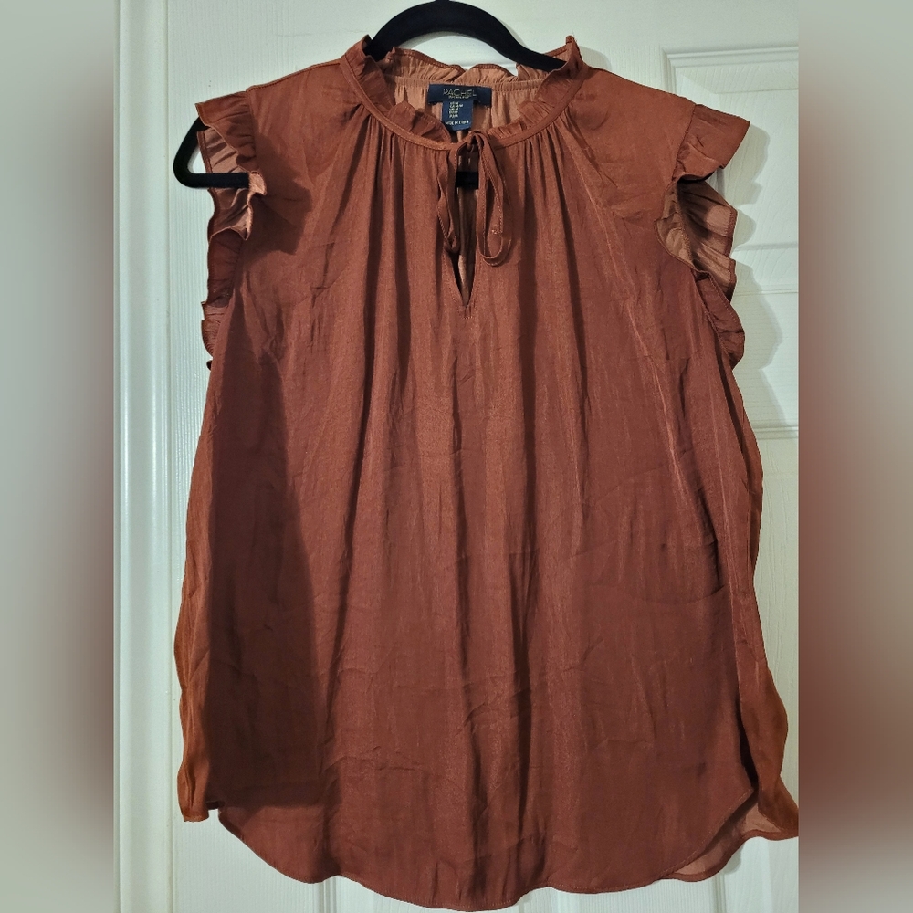 Rachel Roy Rust Ruffled Blouse